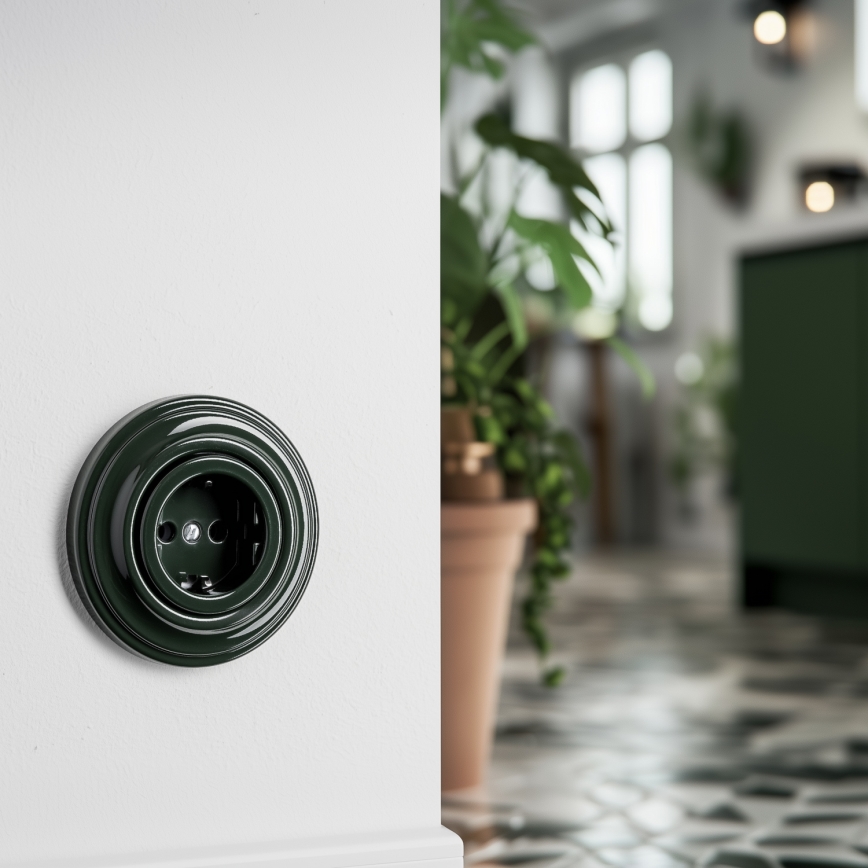 Kliklap - Retro kotipistorasia ilman kehystä SCHUKO 230V/16A, vihreä