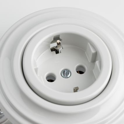 Kliklap - Retro-kotipistorasia kehyksellä SCHUKO 230V/16A, keraaminen, valkoinen