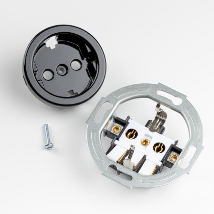 Kliklap - Retro-kotipistorasia kehyksellä, SCHUKO 230V/16A, musta