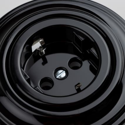 Kliklap - Retro-kotipistorasia kehyksellä, SCHUKO 230V/16A, musta