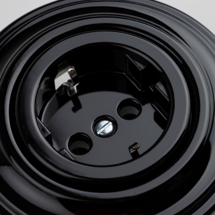 Kliklap - Retro-kotipistorasia kehyksellä, SCHUKO 230V/16A, musta