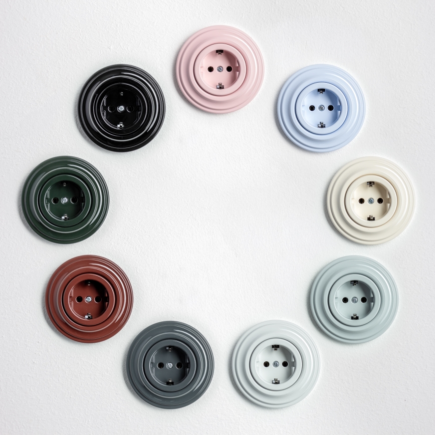 Kliklap - Retro-kotipistorasia kehyksellä, SCHUKO 230V/16A, musta