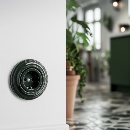 Kliklap - Retro-kotipistorasia kehyksellä SCHUKO 230V/16A, vihreä
