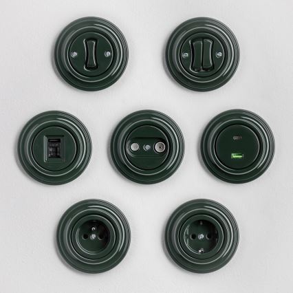 Kliklap - Retro-kotipistorasia kehyksellä SCHUKO 230V/16A, vihreä