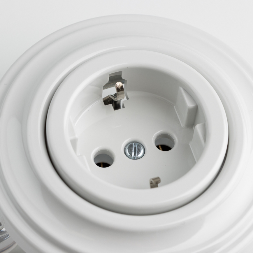 Kliklap - Retro-kotitalouspistorasia kehyksellä SCHUKO 230V/16A lumivalkoinen