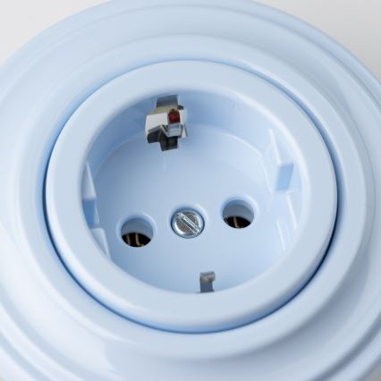 Kliklap - Retro kotitalouspistorasia kehyksellä SCHUKO 230V/16A sininen