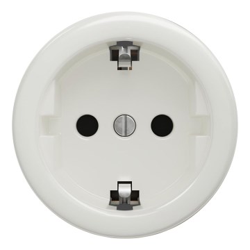 Kliklap - Retro kotitalouspistorasia, kehyksetön, SCHUKO 230 V/16 A, keraaminen, valkoinen