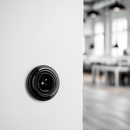 Kliklap - Retro-pistorasia kotikäyttöön kehyksellä, 230 V, musta