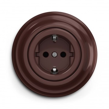 Kliklap - Retro-pistorasia kotikäyttöön kehyksellä SCHUKO 230V/16A ruskea