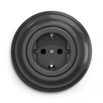 Kliklap - Retro-pistorasia kotikäyttöön SCHUKO-kehyksellä 230V/16A, antrasiitti