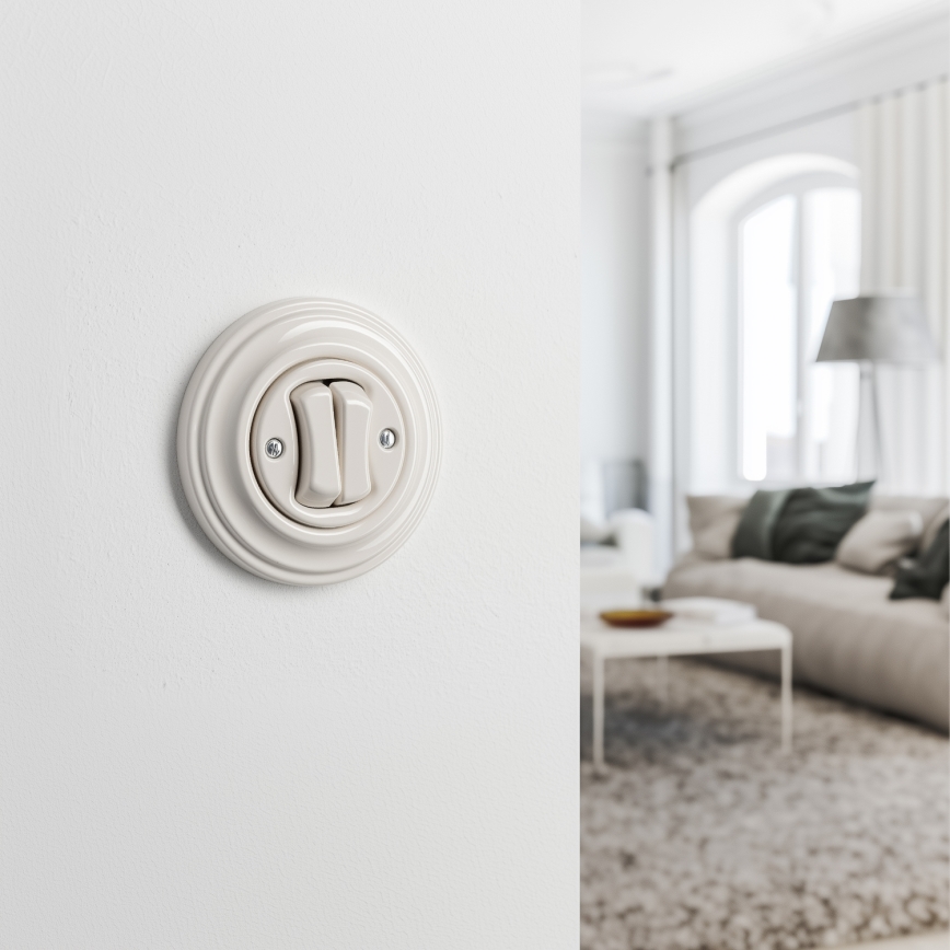 Kliklap - Retro-sarjakytkin kehyksellä nro 5, beige