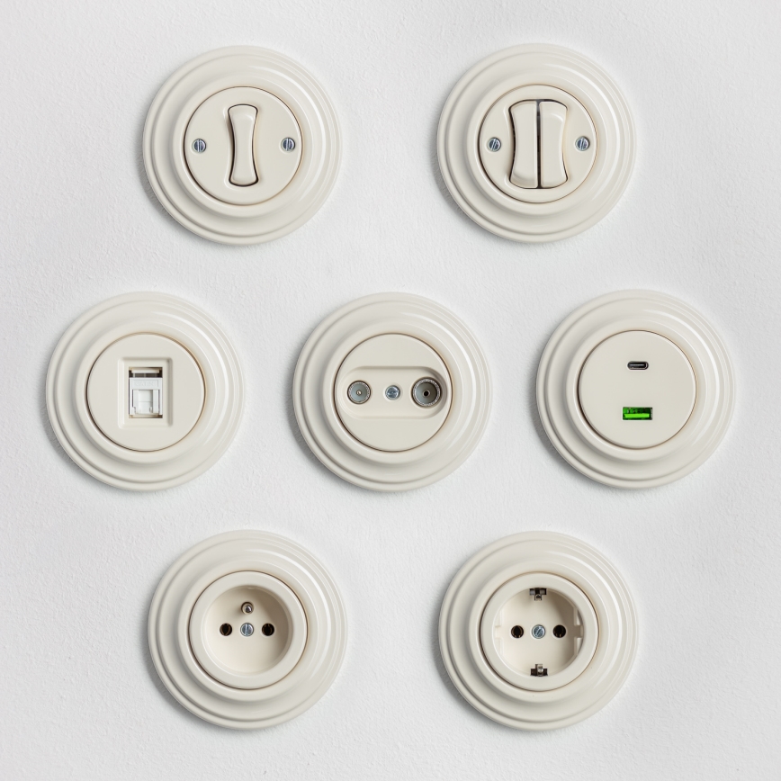 Kliklap - Retro-sarjakytkin kehyksellä nro 5, beige