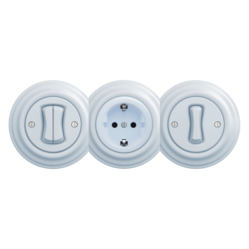 Kliklap - Retro-seinäpistorasia ilman kehystä SCHUKO 230V/16A, sininen