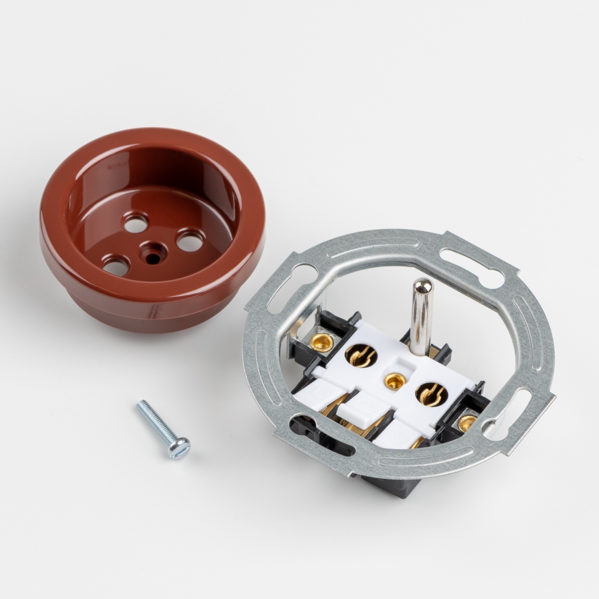 Kliklap - Retro-seinäpistorasia kehyksellä, 230 V, ruskea