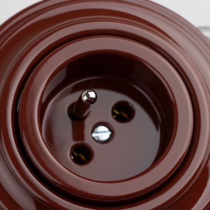 Kliklap - Retro-seinäpistorasia kehyksellä, 230 V, ruskea