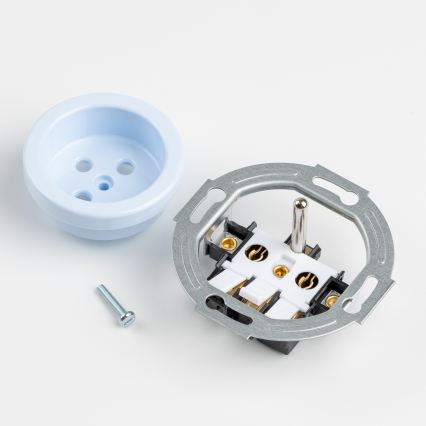 Kliklap - Retro-seinäpistorasia kehyksellä 230V sininen