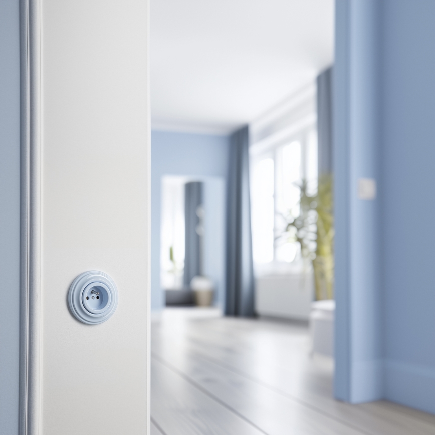 Kliklap - Retro-seinäpistorasia kehyksellä 230V sininen