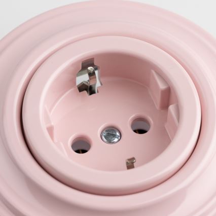 Kliklap - Retro-seinäpistorasia kehyksellä SCHUKO 230V/16A antiikkiroosa