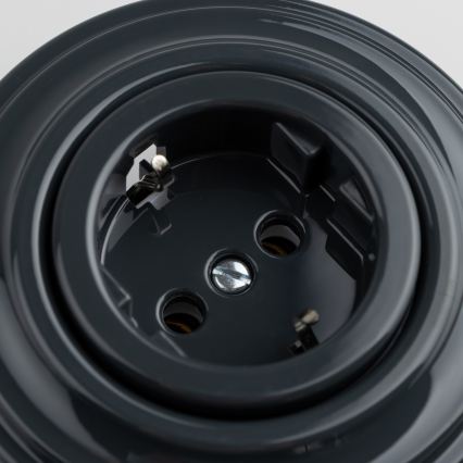 Kliklap - Retro seinäpistorasia kehyksellä SCHUKO 230V/16A antrasiitti