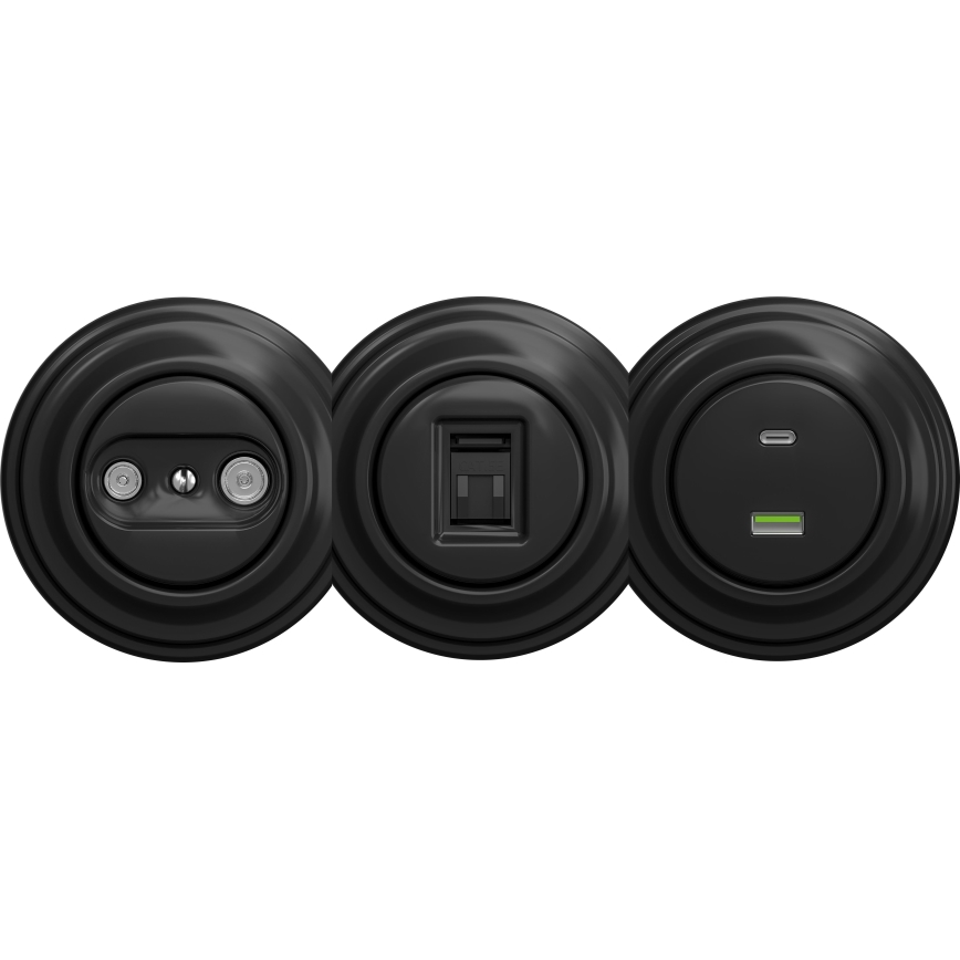 Kliklap - Retro tietoliitäntäpistorasia ilman kehystä musta