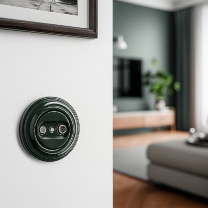 Kliklap - Retro TV- ja FM-pistorasia (pääte), vihreä kehys