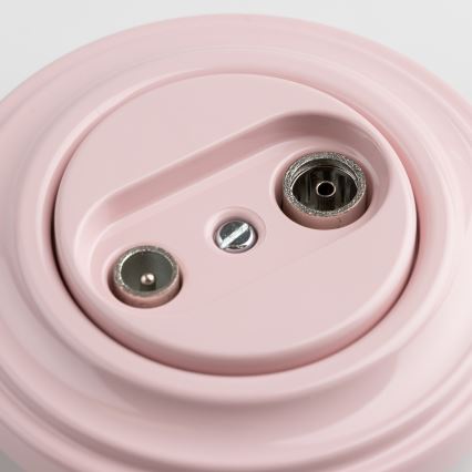 Kliklap - Retro TV+R-antennipistorasia (läpivienti) kehyksellä, vintage-ruusunpunainen