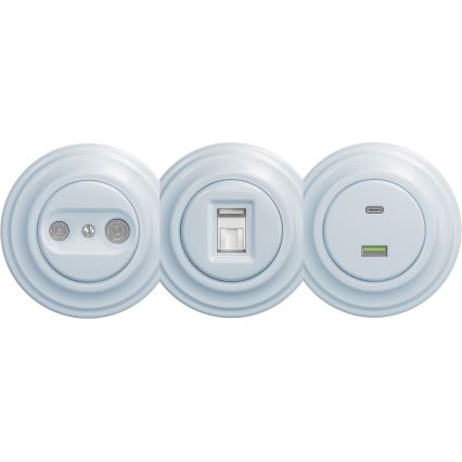 Kliklap - Retro TV+R osallistujapistorasia (pääte) ilman kehystä sininen