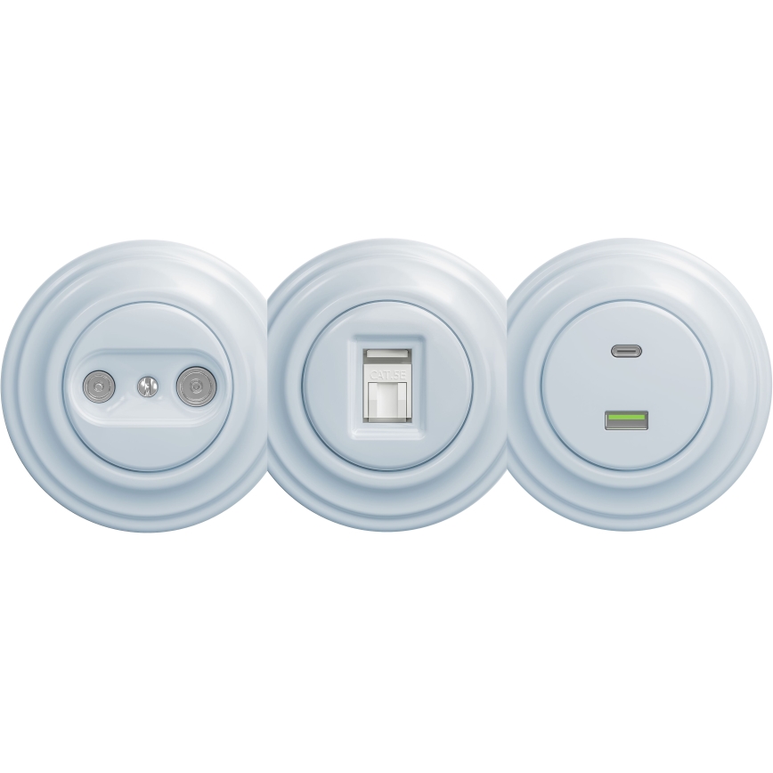 Kliklap - Retro TV+R osallistujapistorasia (pääte) ilman kehystä sininen