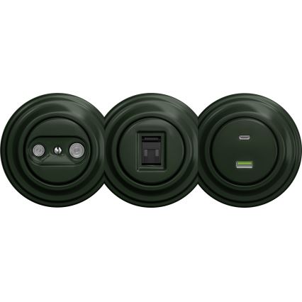 Kliklap - Retro TV+R osallistujapistorasia (pääte) ilman kehystä, vihreä