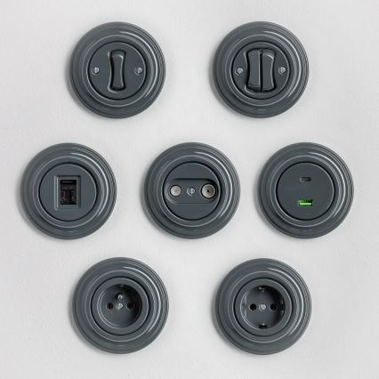 Kliklap - Retro TV+R-pistorasia (pääte) antrasiitinvärisellä kehyksellä