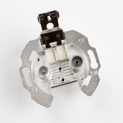 Kliklap - Retro-tyylinen TV+R (läpivienti) pistorasia ilman kehystä, keraaminen, valkoinen