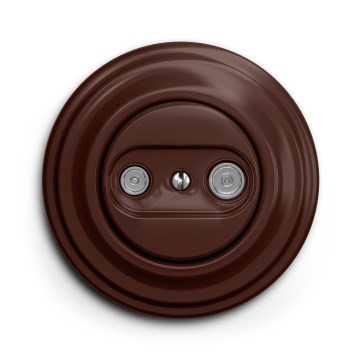 Kliklap – Retro-tyylinen TV+R-pistorasia (pääte) kehyksellä, ruskea