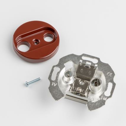 Kliklap – Retro-tyylinen TV+R-pistorasia (pääte) kehyksellä, ruskea