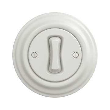 Kliklap - Retro-tyylinen yksinapainen kytkin, kehys nro 1, keramiikkavalkoinen