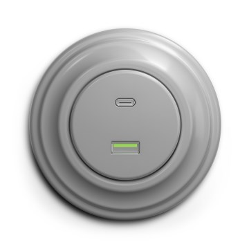 Kliklap - Retro USB-pistorasia A+C, harmaa kehys