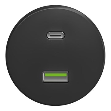 Kliklap - Retro USB-pistorasia A+C ilman kehystä, antrasiitti