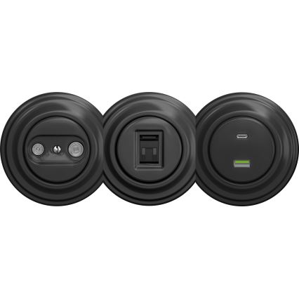 Kliklap - Retro USB-pistorasia A+C ilman kehystä, antrasiitti