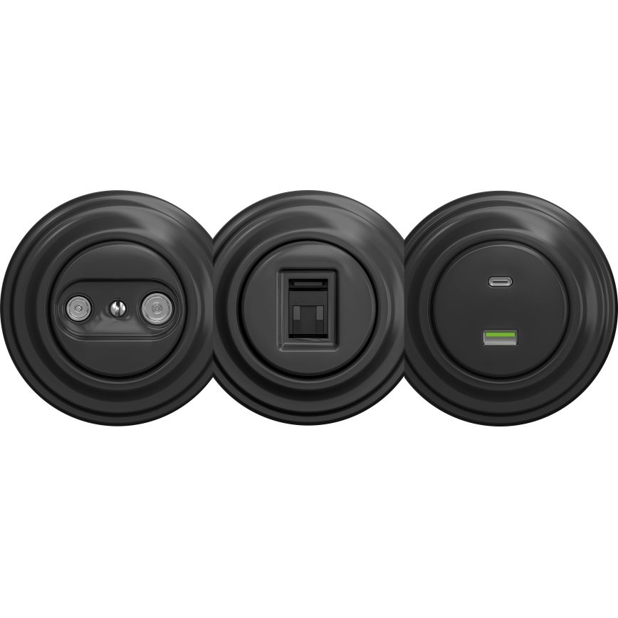 Kliklap - Retro USB-pistorasia A+C ilman kehystä, antrasiitti