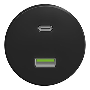 Kliklap - Retro USB-pistorasia A+C ilman kehystä musta