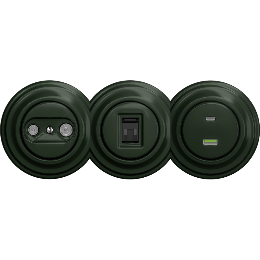 Kliklap - Retro USB-pistorasia A+C ilman kehystä vihreä