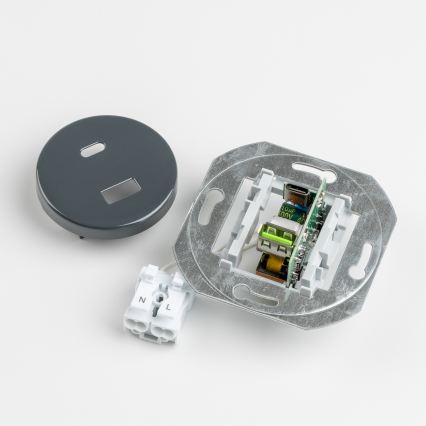 Kliklap - Retro USB-pistorasia A+C kehyksellä, antrasiitti