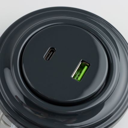 Kliklap - Retro USB-pistorasia A+C kehyksellä, antrasiitti