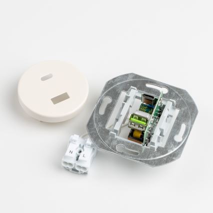 Kliklap - retro USB-pistorasia (A+C) kehyksellä, beige