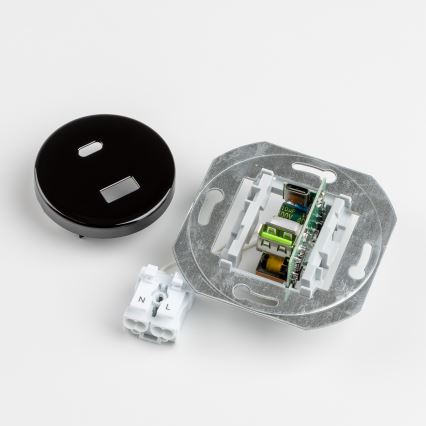 Kliklap - Retro USB-pistorasia A+C kehyksellä, musta