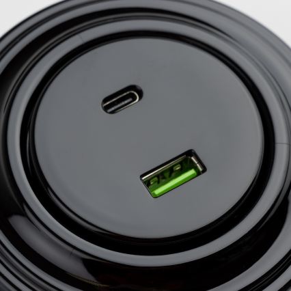 Kliklap - Retro USB-pistorasia A+C kehyksellä, musta