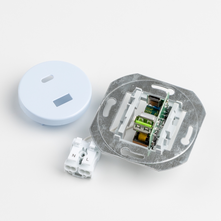 Kliklap - Retro USB-pistorasia A+C kehyksellä, sininen