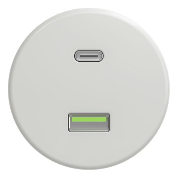 Kliklap - Retro USB-pistorasia A+C, kehyksetön, keraaminen, valkoinen