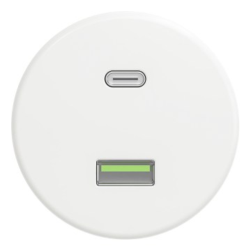 Kliklap - Retro USB-pistorasia A+C kehyksetön, lumivalkoinen