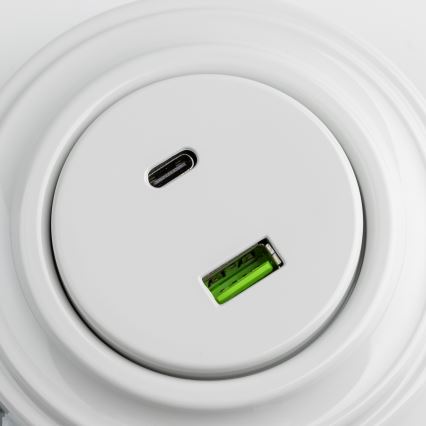 Kliklap – retro-USB-pistorasia A+C, keramiikkakehyksellä, valkoinen