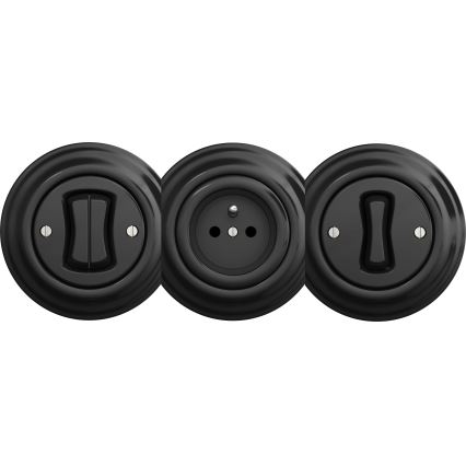 Kliklap - Retro yksinapainen kytkin ilman kehystä nro 1 musta